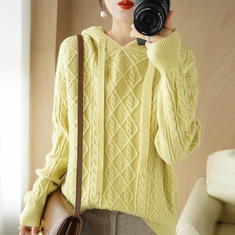 Women Knitted Hoodie Sweater MODERN NEW SAGA Winter Knitted Pullover Sweatshirt Autumn Cashmere Wool Sweaters Female Jumper