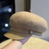 New High End Wool Octagonal Hat for Women In Autumn and Winter Woolen Beret Hat Retro Versatile Newsboy Hat