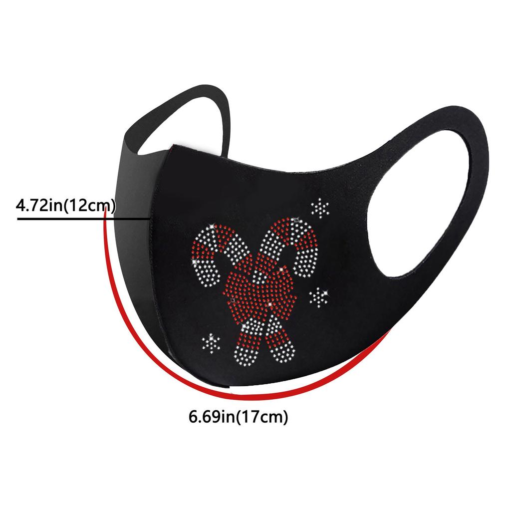 Women Christmas Ice Silk Hot Drilling Rhinestone Face Fashionable Washable Mask