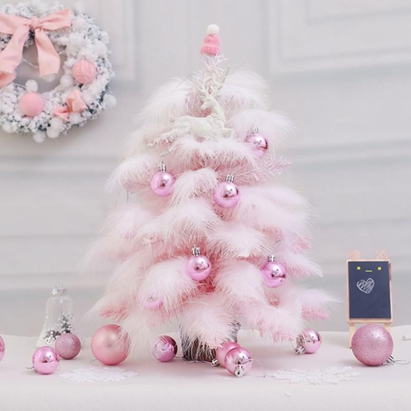 Delightful Mini Feather Christmas Tree with Light Ornaments Tabletop Christmas Tree, Easy To Assemble Cheerful Designs