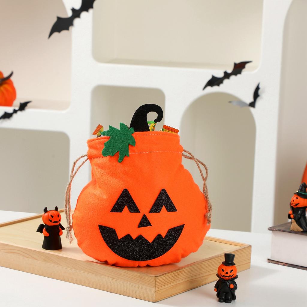 Torba na cukierki na Halloween, Ręczna torba dyniowa, Włóknina, Kieszeń dyniowa ze sznurkiem, Torba na cukierki, Prezent dekoracyjny na Halloween, Dekoracja na imprezę