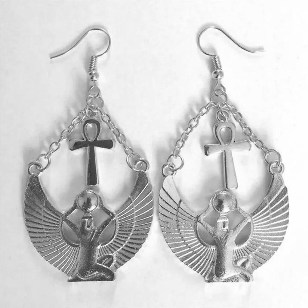 Alloy Earrings Egyptian Goddess Pendant Earrings Alloy Texture Suitable for History Lovers Seeking Unique Accessories