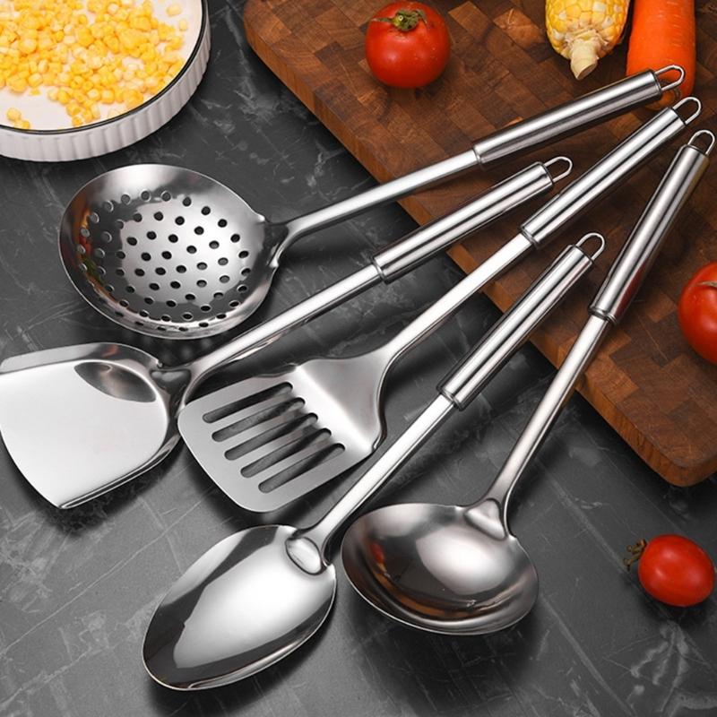 Practical Kitchen Slotted Spoon For Frying And Grilling Stainless Steel Strainer Ladle With Ergonomic Handle
