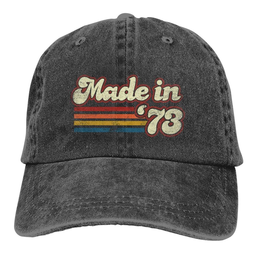 Vintage Made In 1973 50th Birthday Trucker Hat Merchandise Casual Distressed Washed Snapback Hat For Unisex Style Adjustable