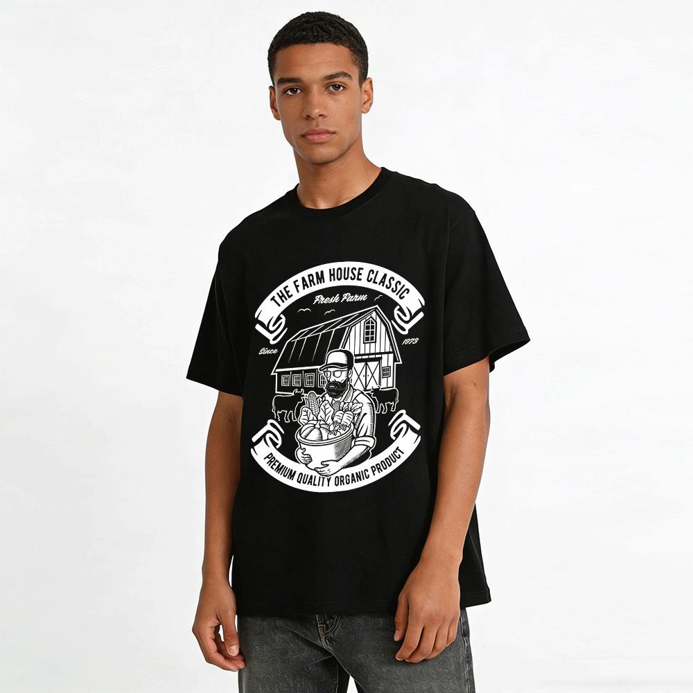 Urban Silhouette & Falling Leaf Print Casual T-Shirt Pure cotton T-shirt