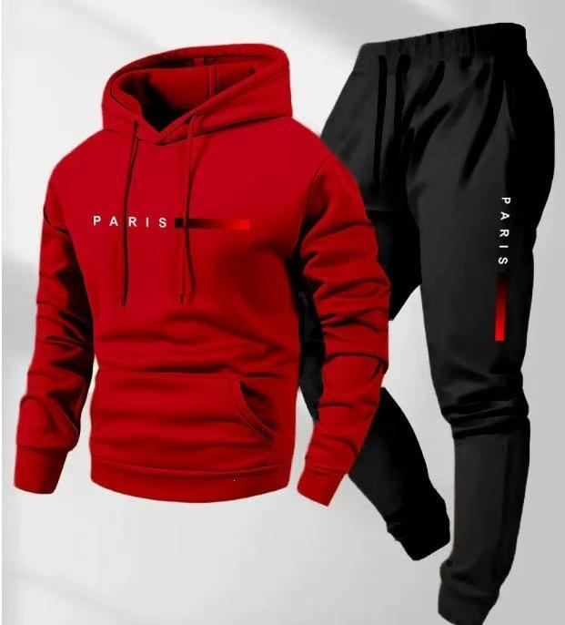 2025 Men's Hooded Pullover & Long Pants Set with Printed Logo