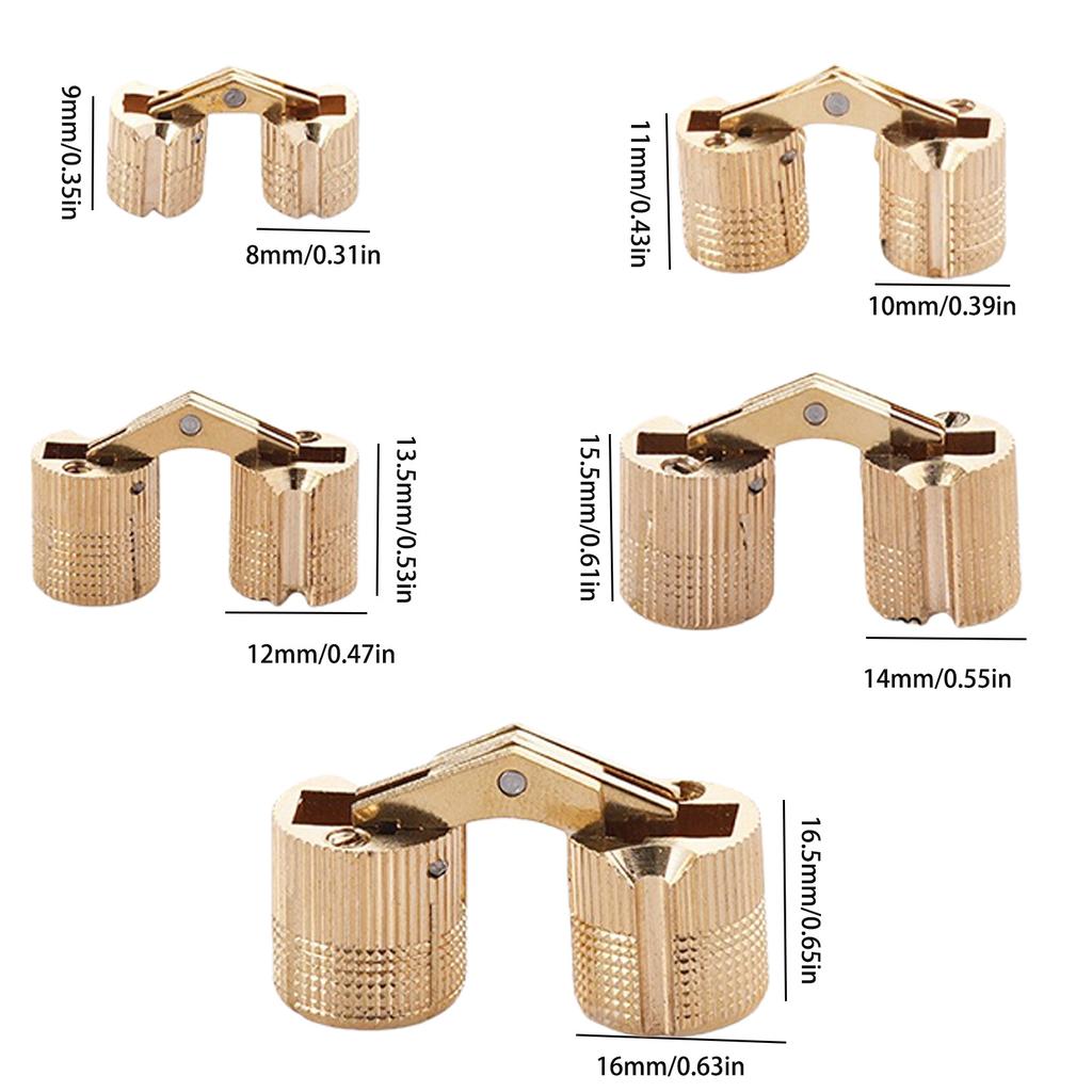 2Pcs Metal Furniture Hinge Cylindrical Cabinet Concealed Door Hinges Furniture Hardware for Wood Box Handicrafts
