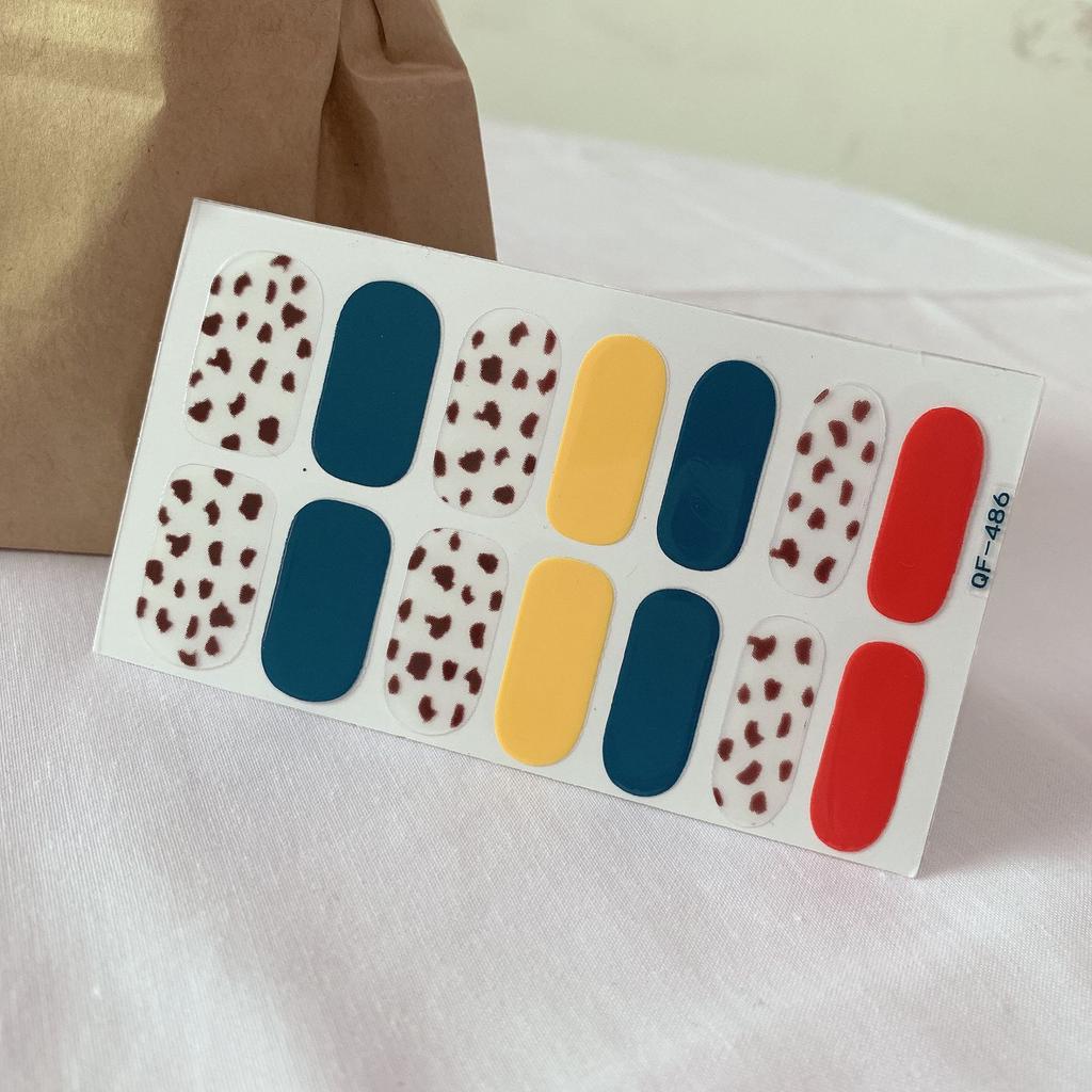 Leopar Desenli Tırnak Sanatı Etiketi Cam Mor İnternet Ünlüsü Tam Etiket Küçük Taze Nude Tırnak Etiketi