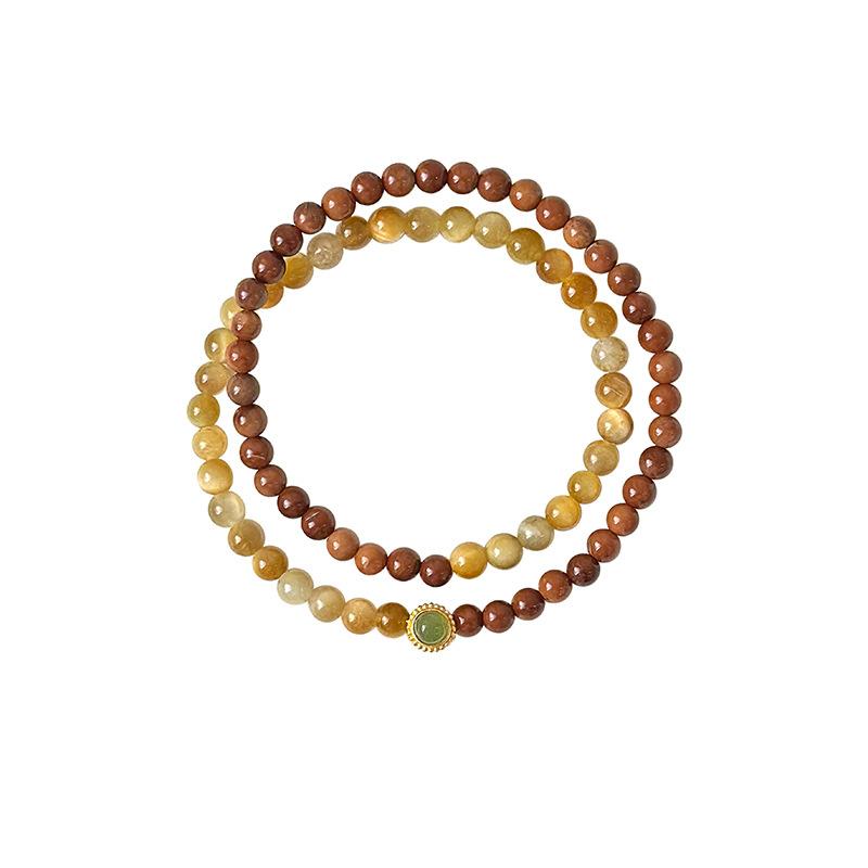 Natural Tiger's Eye Stone Cook Double-layer Beaded Bracelet Guochao Bracelet, Niche Light Luxury High-end Hand Jewelry.