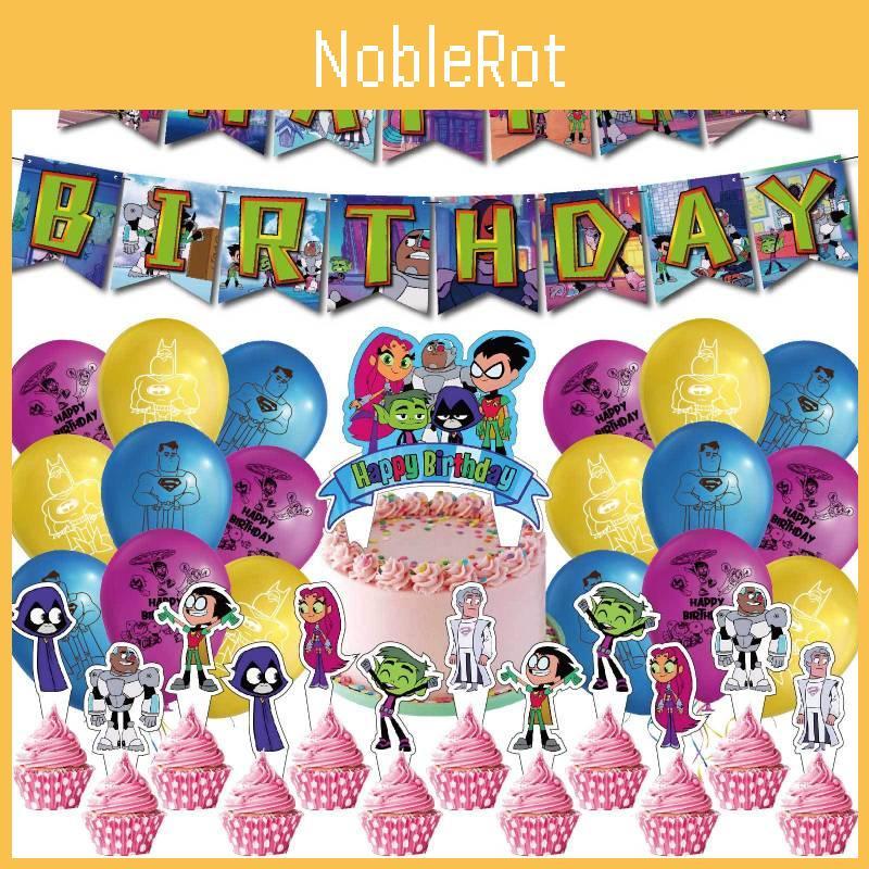 Forniture Vivaci per Festa di Compleanno Teen Titans Go Decorazione con Personaggi dei Cartoni Animati Set da 32 Pezzi cm