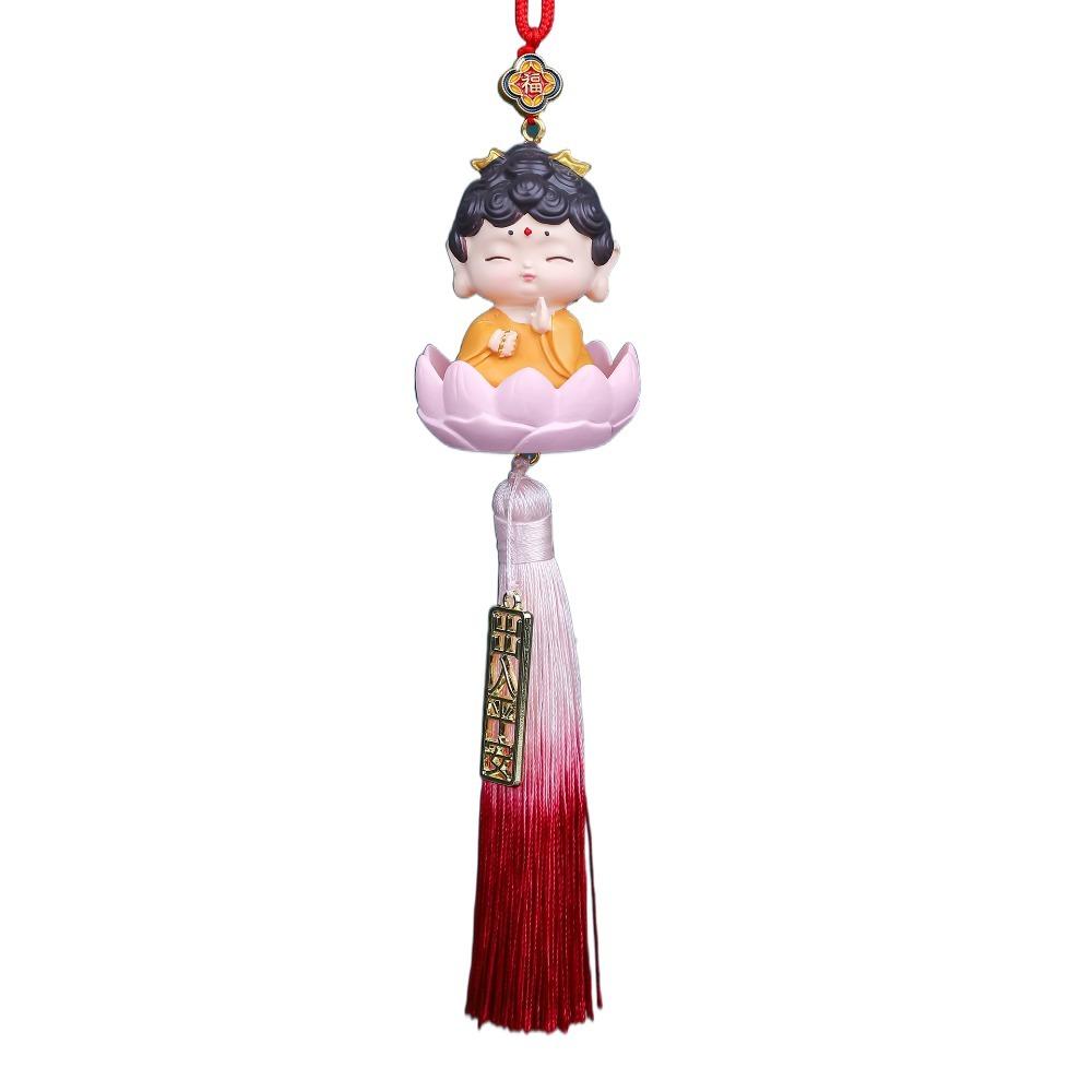 Cute Buddha Guanyin Car Pendant Chinese Style Cartoon Buddha Figures  Car Interior Decoration