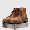 Wanderschuhe Herren Wanderstiefel Britische Dicksohlige Rindsleder High Top Motorradstiefel Knöchel Sportschuhe Lässige Wanderschuhe