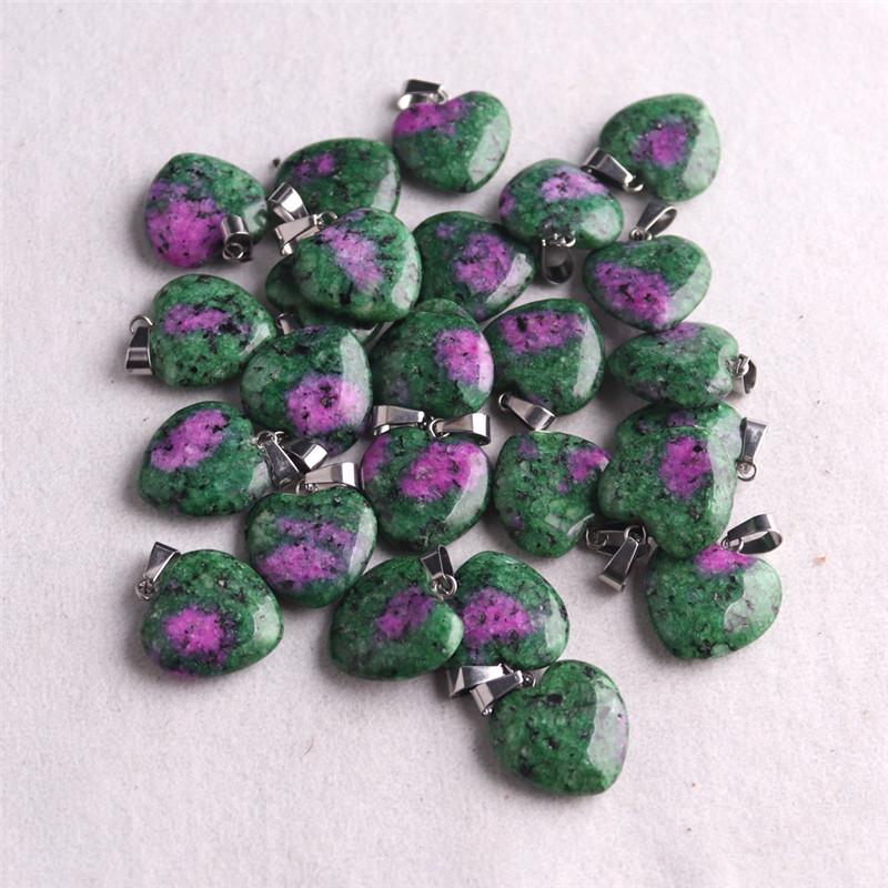 20mm Crystal Agate Heart Necklace Pendant - Natural Stone Jewelry Accessory