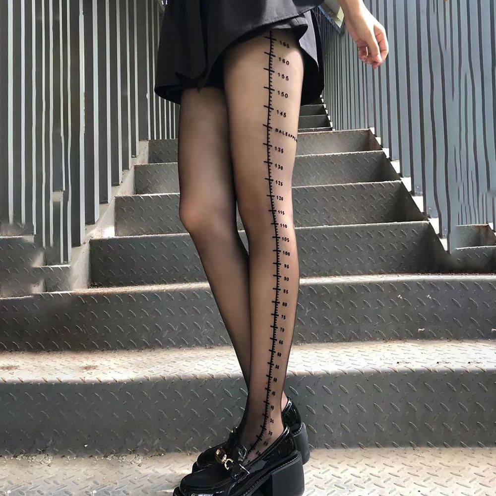 Stockings Nightclub Dress Up Ruler Female Stockings Hollow Tights Body Stockings Printing Pantyhose
