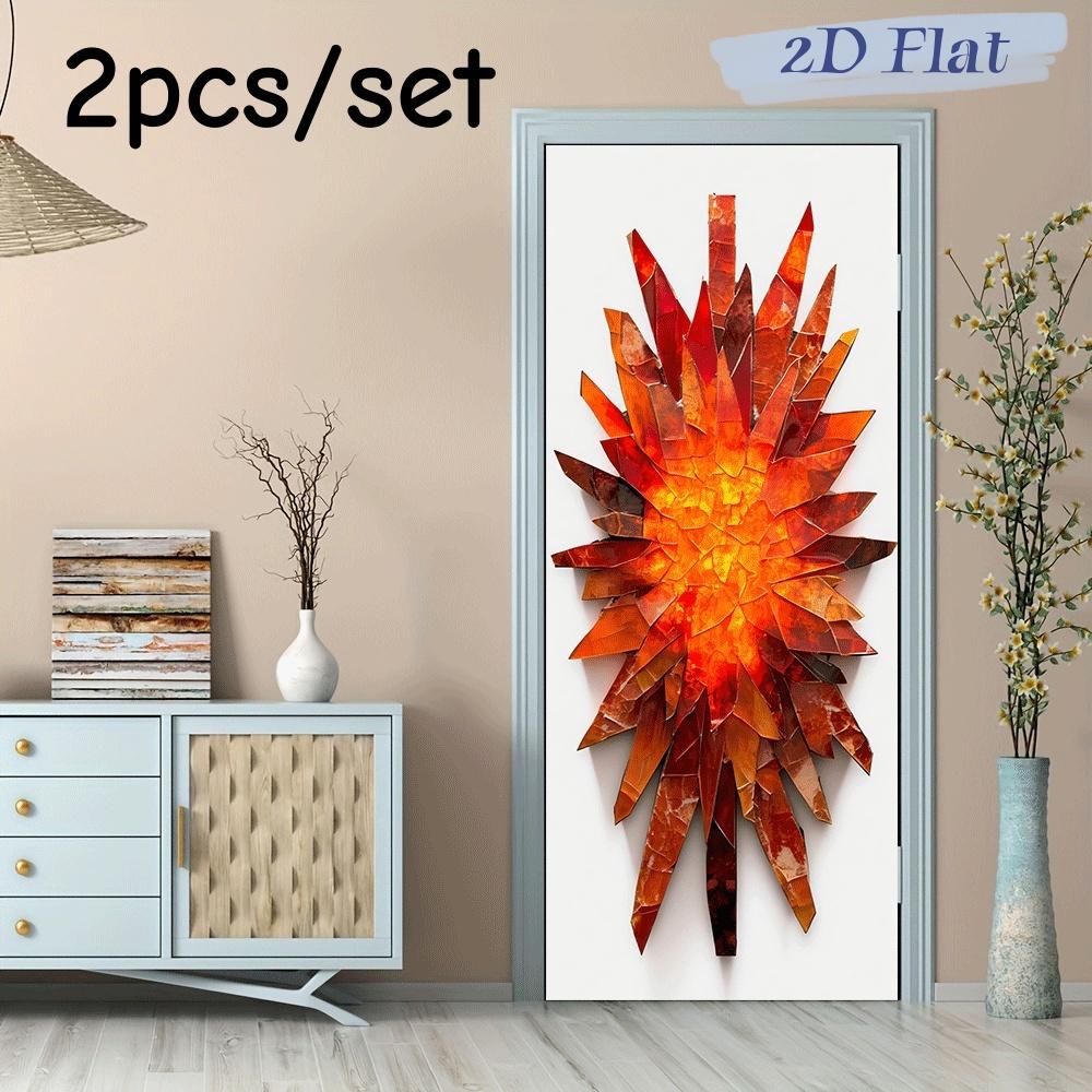 

2pcs modern abstract flame art wall stickers creative home decoration stickers living room bedroom entrance background wall self (as the picture,38.5x200cmx2)