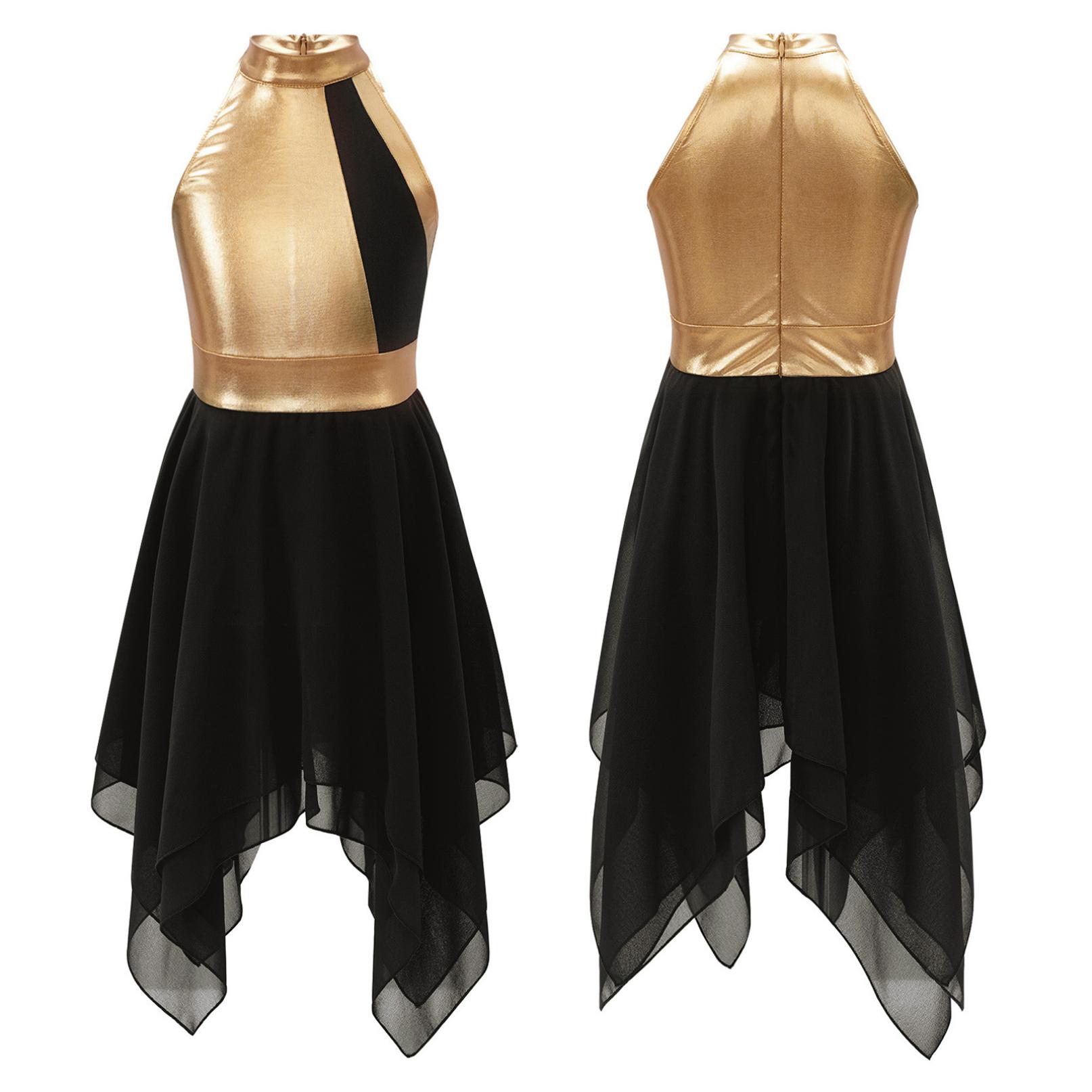 

Асиметричне танцювальне плаття без рукавів для дівчаток із блискучими кольорами, танцювальна сукня Lyircal, балетне плаття-пачка 5-6 Years червоний