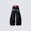 Black Red Faux Two Piece High Waist Wide Leg Pants American Vintage Letter Print Cargo Trousers Teens