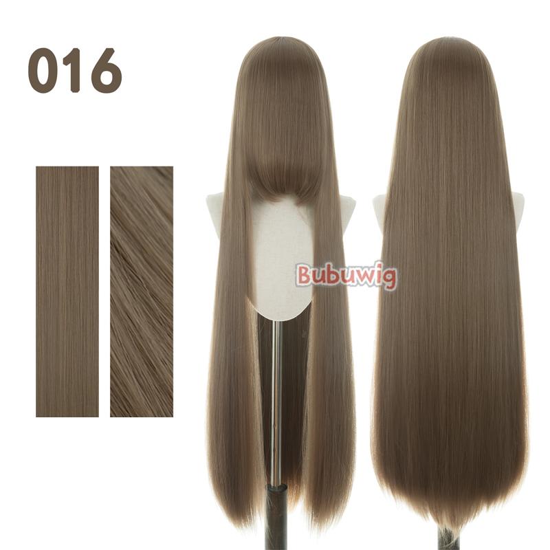 Bubuwig Synthetic Hair 100cm Long Straight Pure Color Cosplay Wigs Over 100 Colors Black White Red Blue Brown Wig Heat Resistant