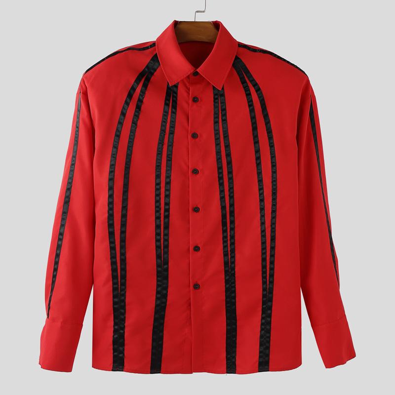 

INCERUN Мужские рубашки оверсайз с отложным воротником, длинным рукавом, клетчатым принтом, на пуговицах 5XL красный