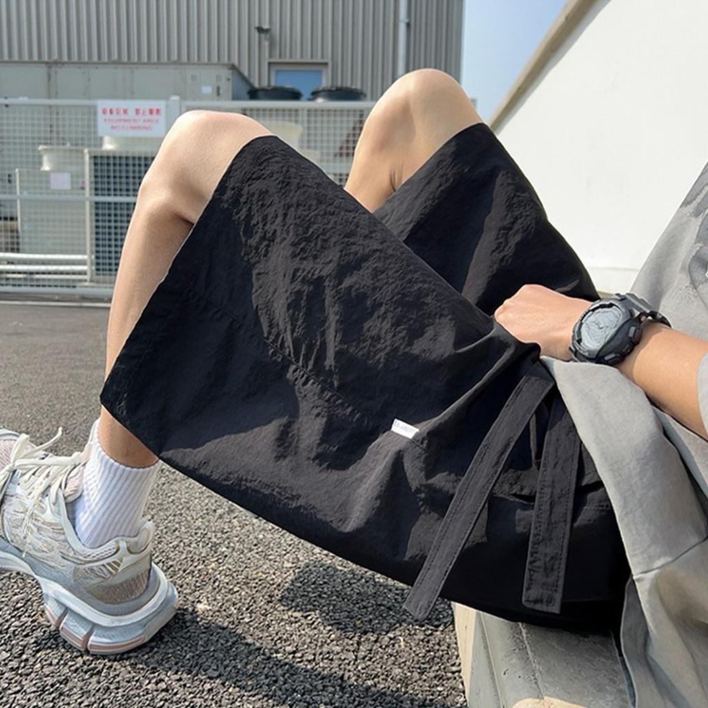 Pantaloncini a Gamba Larga Vita Alta Leggeri ad Asciugatura Rapida - Pantaloncini Estivi Casual Traspiranti con Coulisse in Vita - Design Unisex