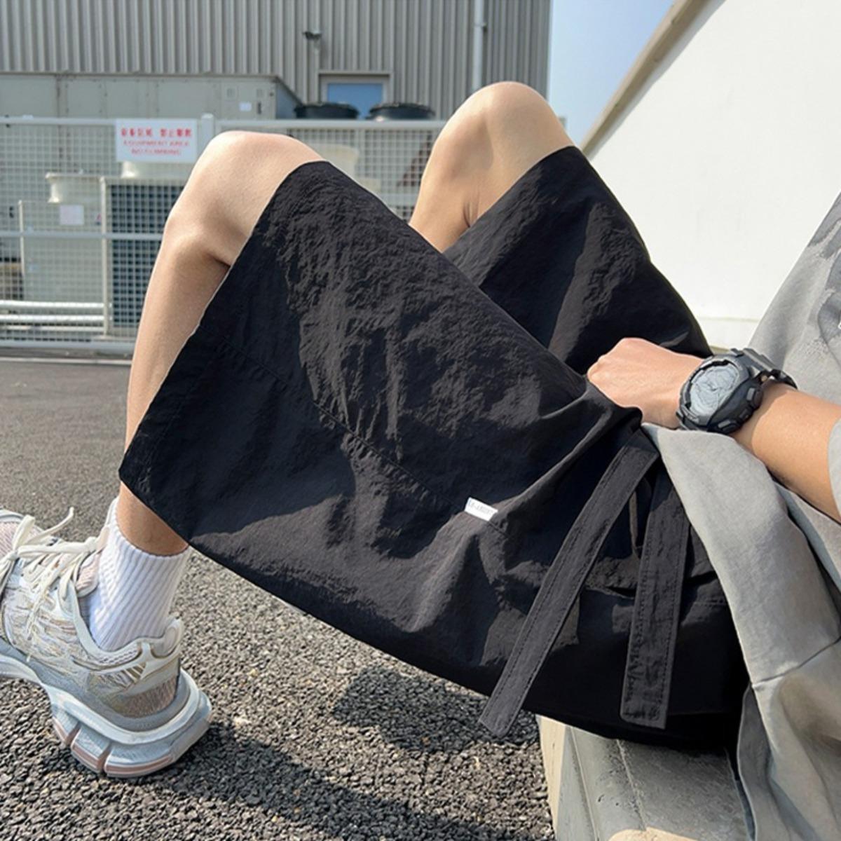 

Дизайн унисекс Легкие Быстросохнущие Шорты с высокой посадкой и широкими штанинами - Дышащие Летние Повседневные Шорты с Кулиской на Талии 2XL чёрный