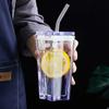 300ml Straw Tumbler Glass Star Drinking Cups with Straw Pentagonal Coffee Milk Juice Glass Plastic Lid Leakproof