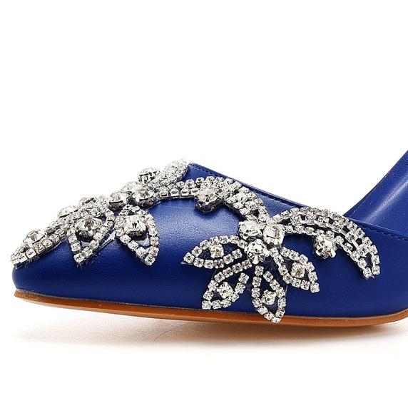 7cm Shallow Tip Toe White Wedding Sandals Thin Heels Small Size Rhinestone Chain Wedding Shoes Bride Wedding Photo Shoes