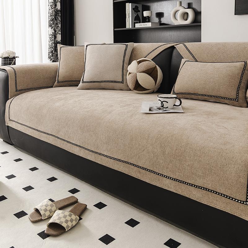 

Подушка для дивана из шенилла, однотонная, всесезонная, универсальная, противоскользящая, современная, высококачественная, чехол для дивана, ткань для полотенец на спинку 30x50cm pillowcase хаки