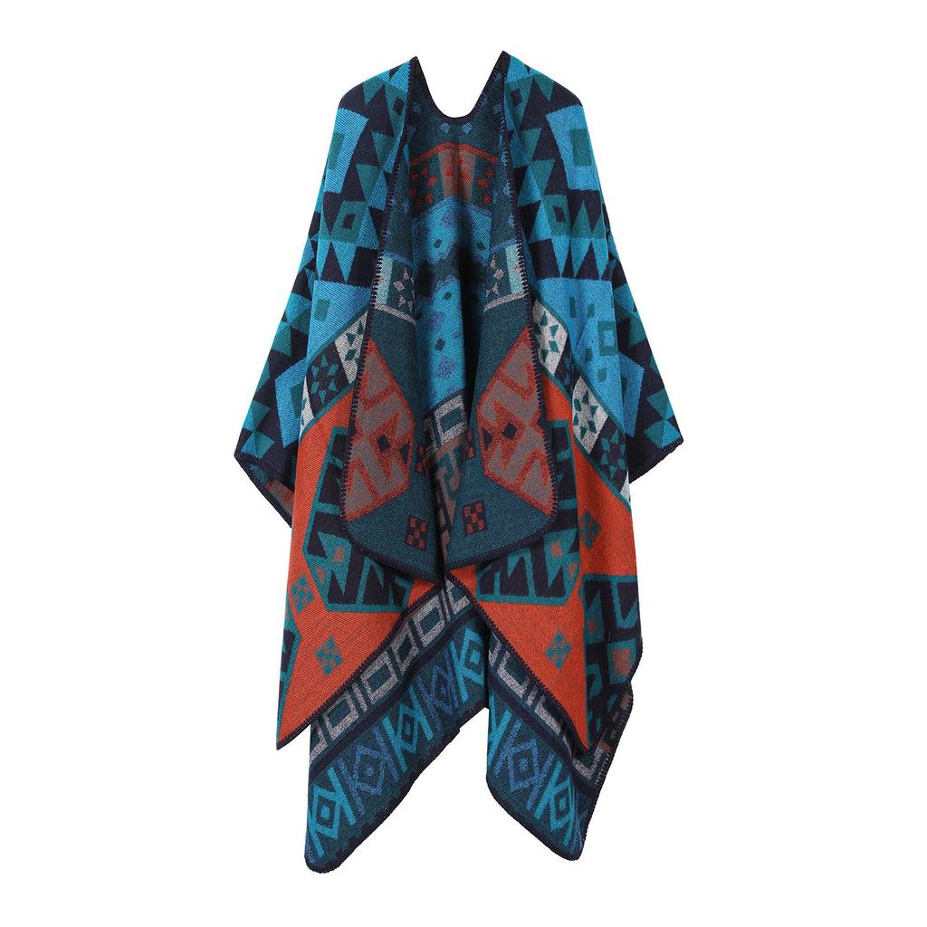 Ethnic Ink Painting Tassel Shawl Cape - Imitation Cashmere, Women's Travel Outfit