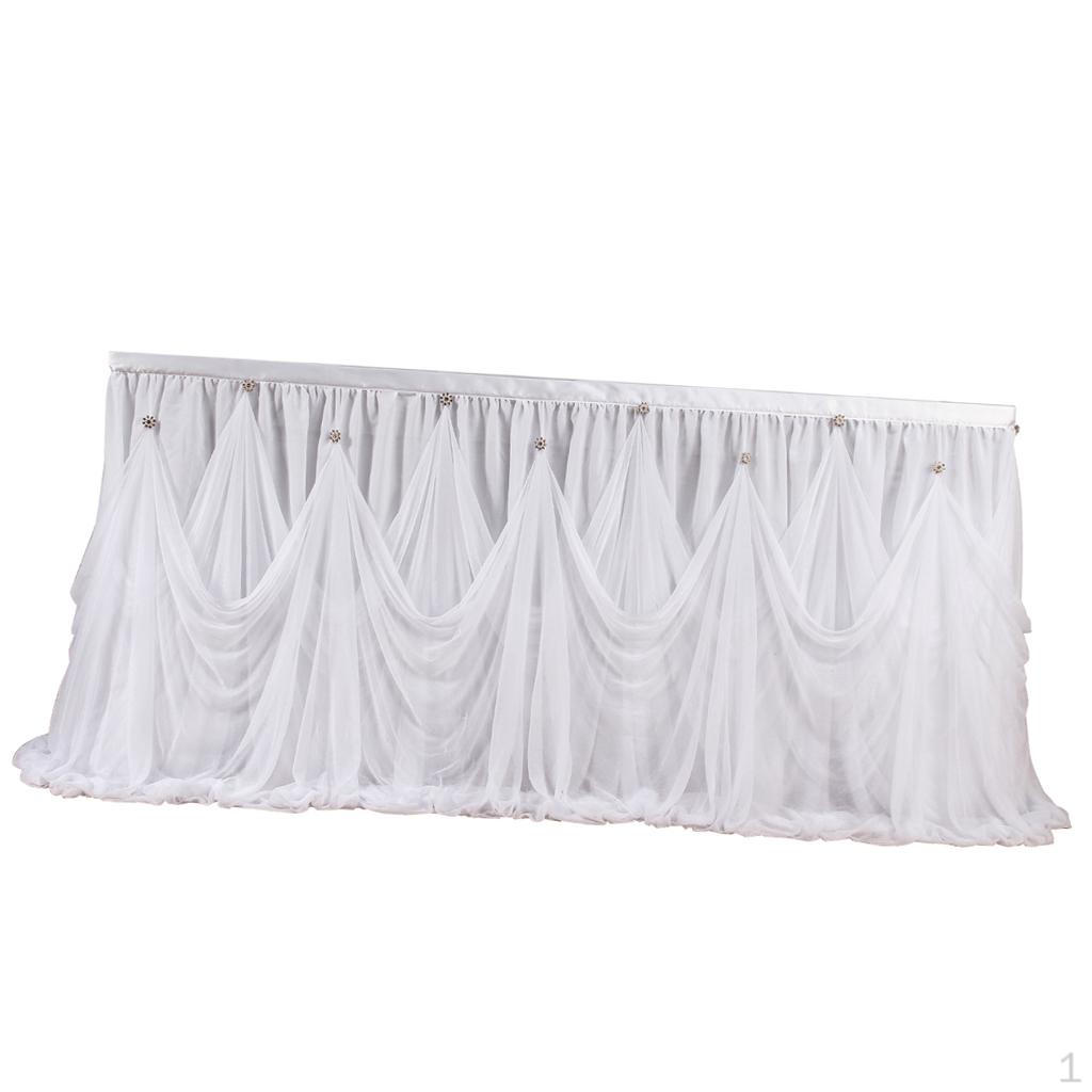 Белая скатерть-юбка кружевная тафта - Тюлевая юбка для круглого или прямоугольного дня рождения, 275x75cm