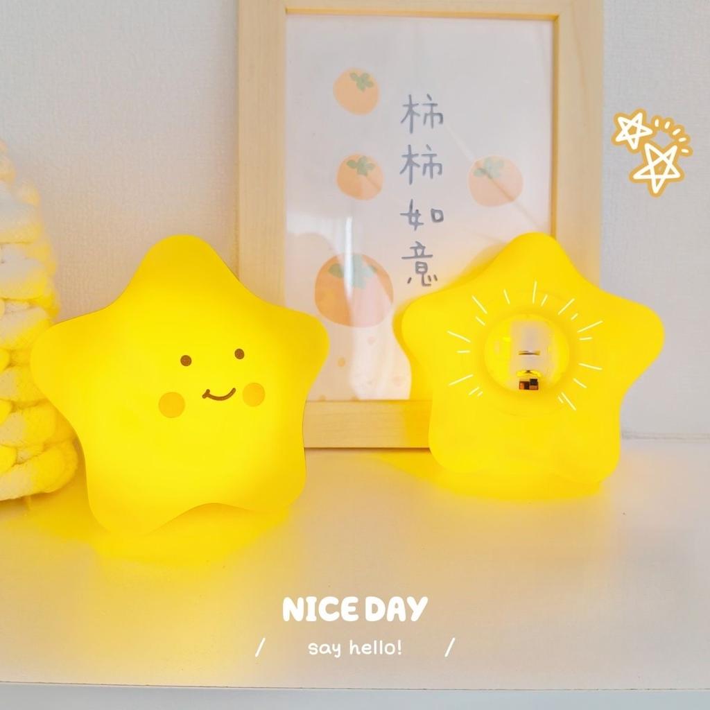 Non-Toxic Warm Yellow Star Night Light Button Battery Operated Portable Bedroom Lamp For Kids Gentle Sleep Room Decoration