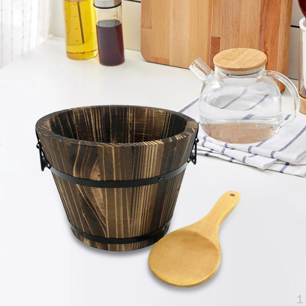 

Элегантный деревянный ящик для хранения риса для организации кухни Bucket with Spoon