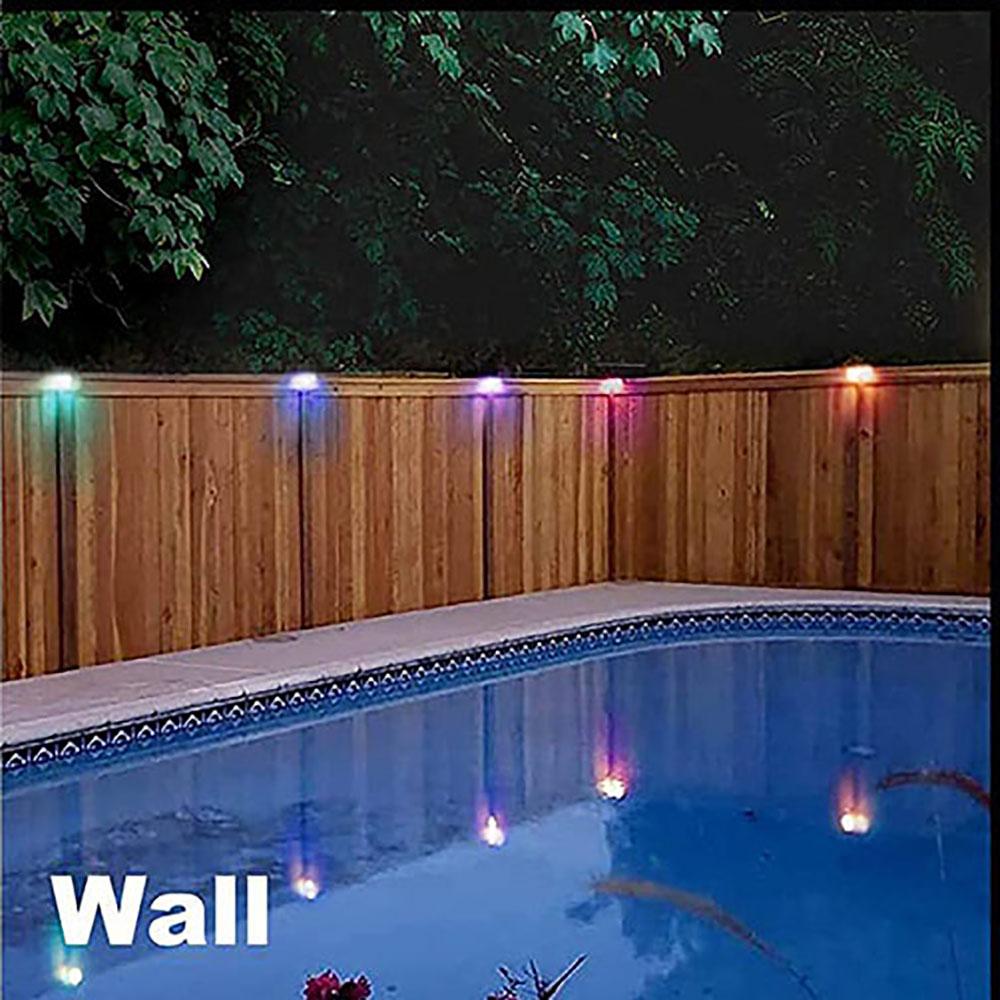 4 Pack RGB Solar Deck Lights Outdoor Waterproof LED Steps Lamps For Stairs Fence