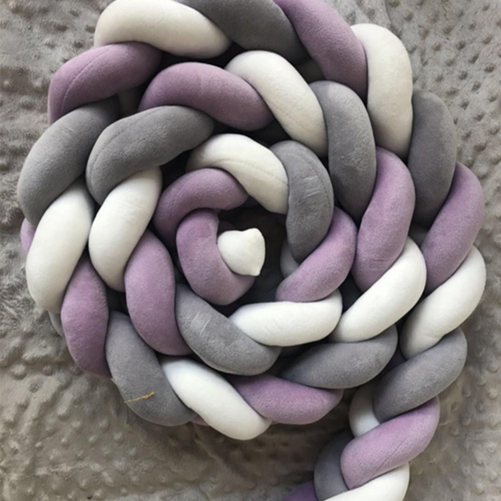 Nordic Cable Knit Crib Bumper - Three-Strand Braid Knotted Rope Pillow