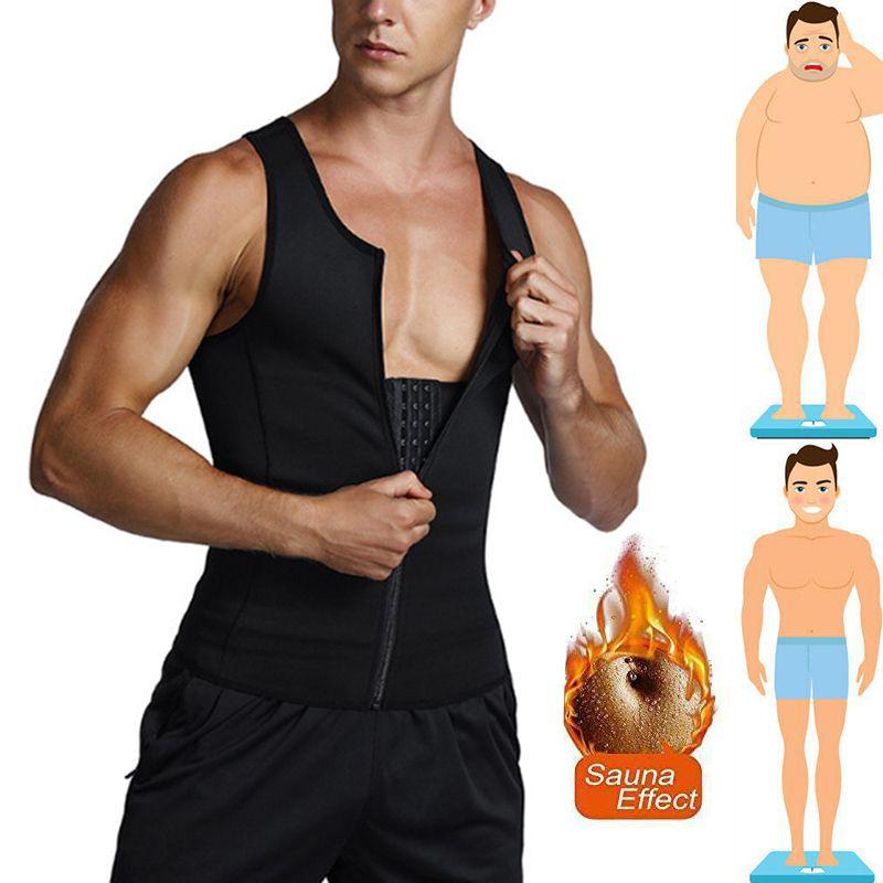 Mens Neoprene Sauna Thermo Sweat Body Shaper Waist Trainer Burn Fat Vest Corset