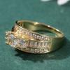 Dazzling Gold Color Inlaid White CZ Women's Ring Geometry Daily Wear Party Jewelry