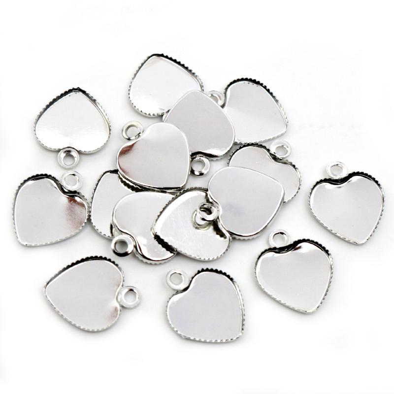 30 Stück 12mm Edelstahl Eisen Material Herz Leere Basis Fassung Passend für 12mm Herz Cabochon Anhänger Fassschalen DIY Schmuckzubehör