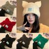 Women Winter Crochet Hat Cats Ear Knitted Hat for Girl Skiing Cycling Warm Winter Snow Hat for Christmas Present