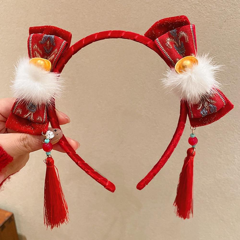 Tocado con borlas para Año Nuevo chino, trenza de pelo, palitos para el pelo Hanfu, peluca para niños, diadema para niños