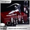 Rabbit-Head Wine Opener Nine-Piece Gift Set with Leather and Wooden Boxes