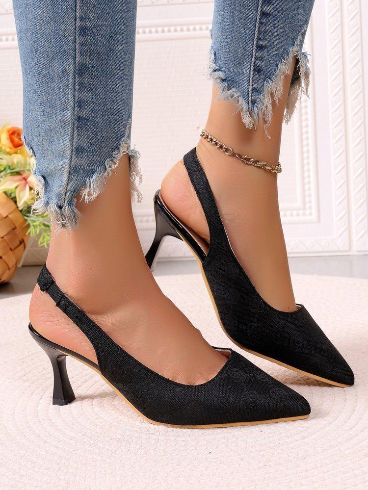 

2025 new fashion large size fine heel high heel large size pointed hollow word with sandals women 42 чёрный