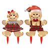 2 Pcs Christmas Gingerbread Man Yard Sign Lighted Gingerbread Boy And Girl Sign with Stake for Outdoor Lawn Patio Garden Decor