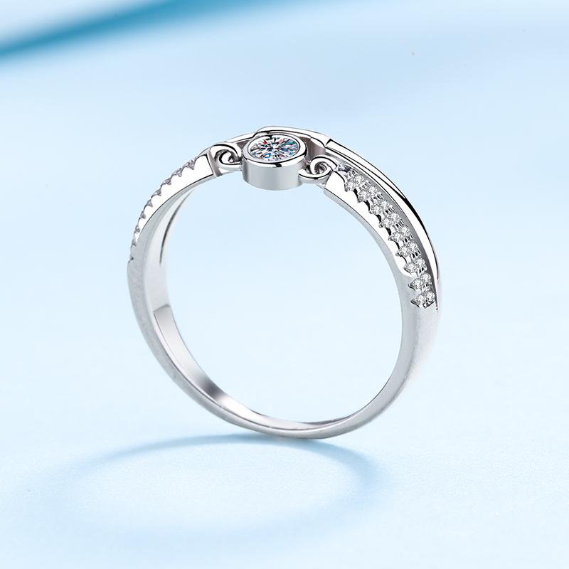Fine Jewelry Engagement Ring for Women 925 Sterling Silver Pass Diamond Tester 0.1CT Moissanite Ring With Certified