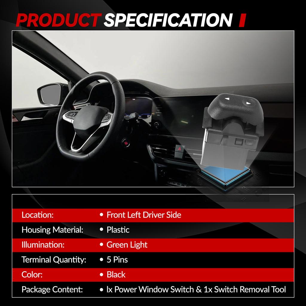 Rear Power Passenger Side Window Switch Button Control 5L1Z14529BA For Ford F150 Lincoln Mark LT Mercury Grand Marquis 2003 2005