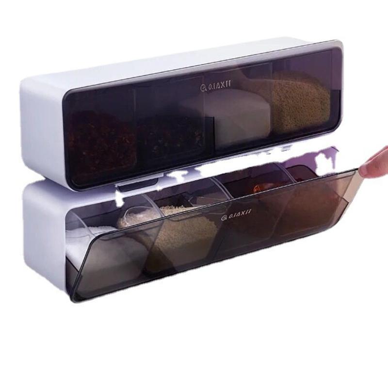 Kitchen Wall Mounted Seasoning Box Salt Pepper Spice Rack Sugar for Kitchen Gadget Sets Organizer and Storage Container Tool