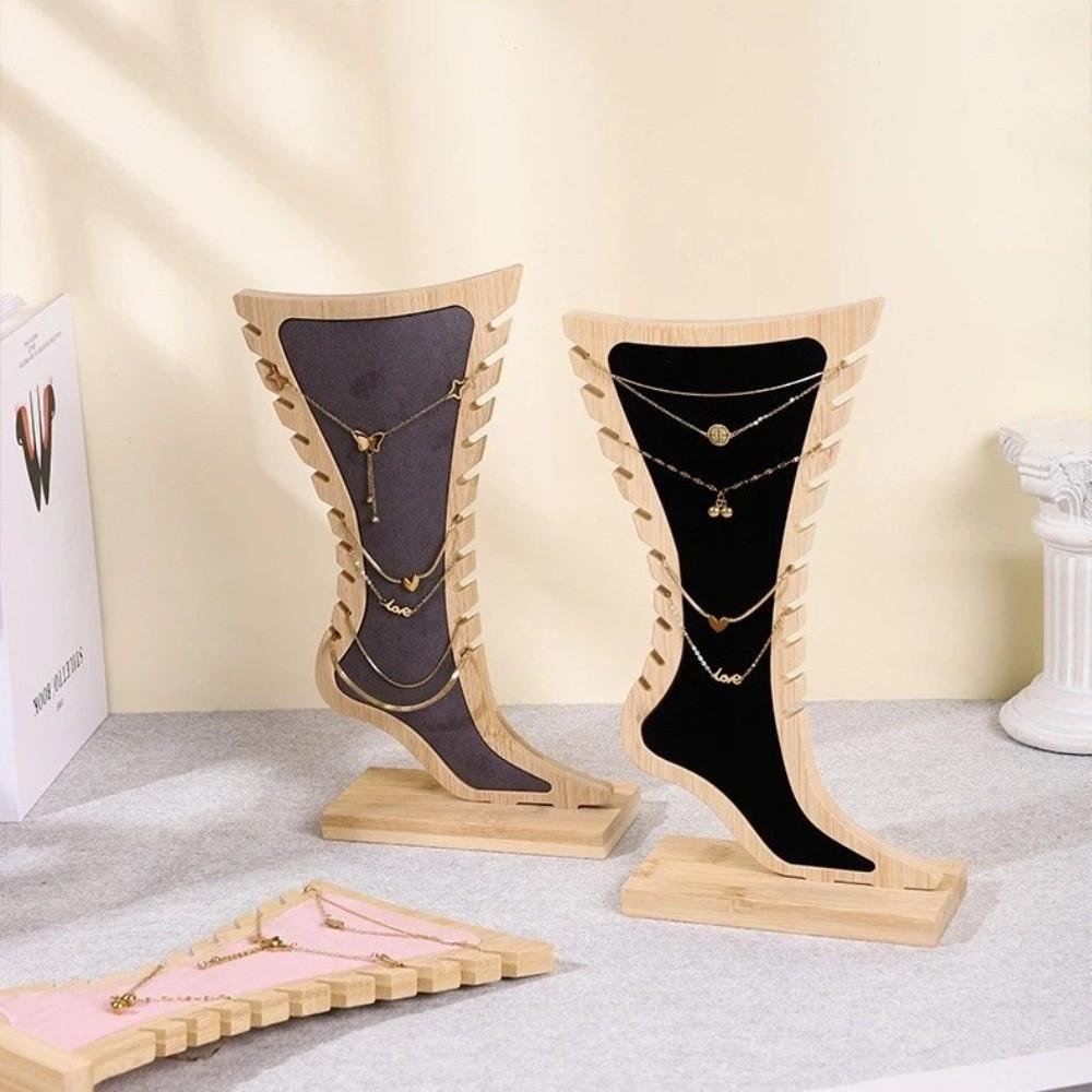Creative Foot Shaped Anklet Display Stands Desktop Jewelry Display Wooden Holder Detachable Jewelry Hanging Stand