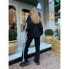 Womens Striped Tracksuit Set Loose Long Sleeve Half-Zip Sweatshirt Drawstring Pants Streetwear