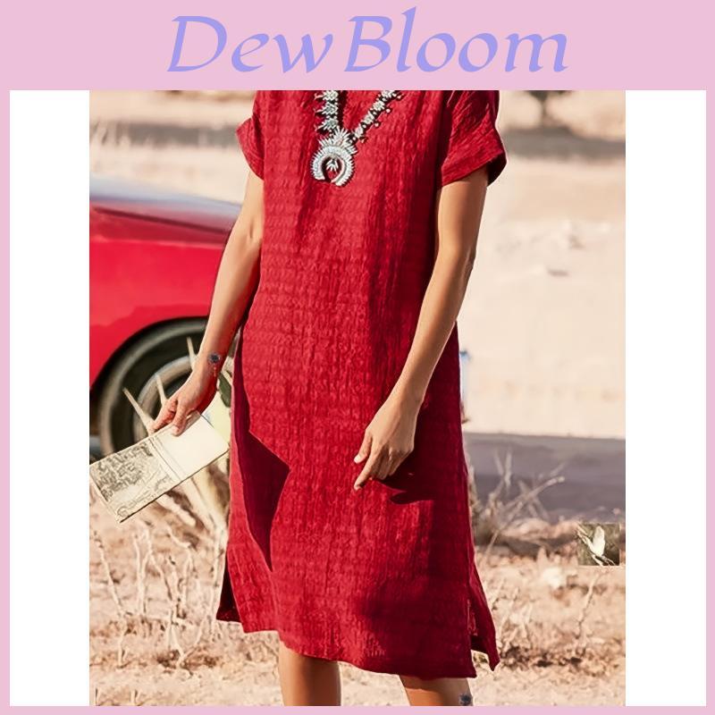 Polyester Solid Color Basic Short Sleeve A Line Dress For Office Women