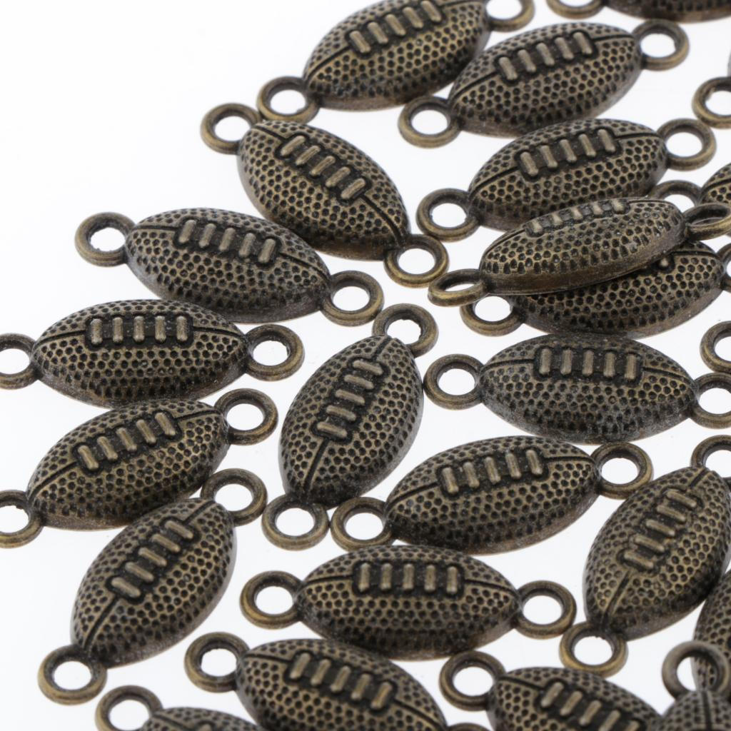 20 Pieces Mini Rugby Shape Charms Connector Pendants Beads for Crafting