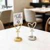 Desktop Photo Display Stands Hollow Heart Table Number Holder, Love Place Card Stand, Metal Seat Holders Clip for Photos, Food Signs, Memo Notes,